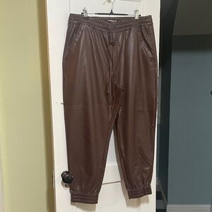Dollhouse Women's Chocolate faux leather Joggers